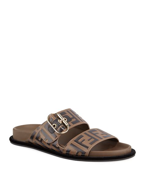 fendi leather ff slide sandals|women fendi sandals clearance.